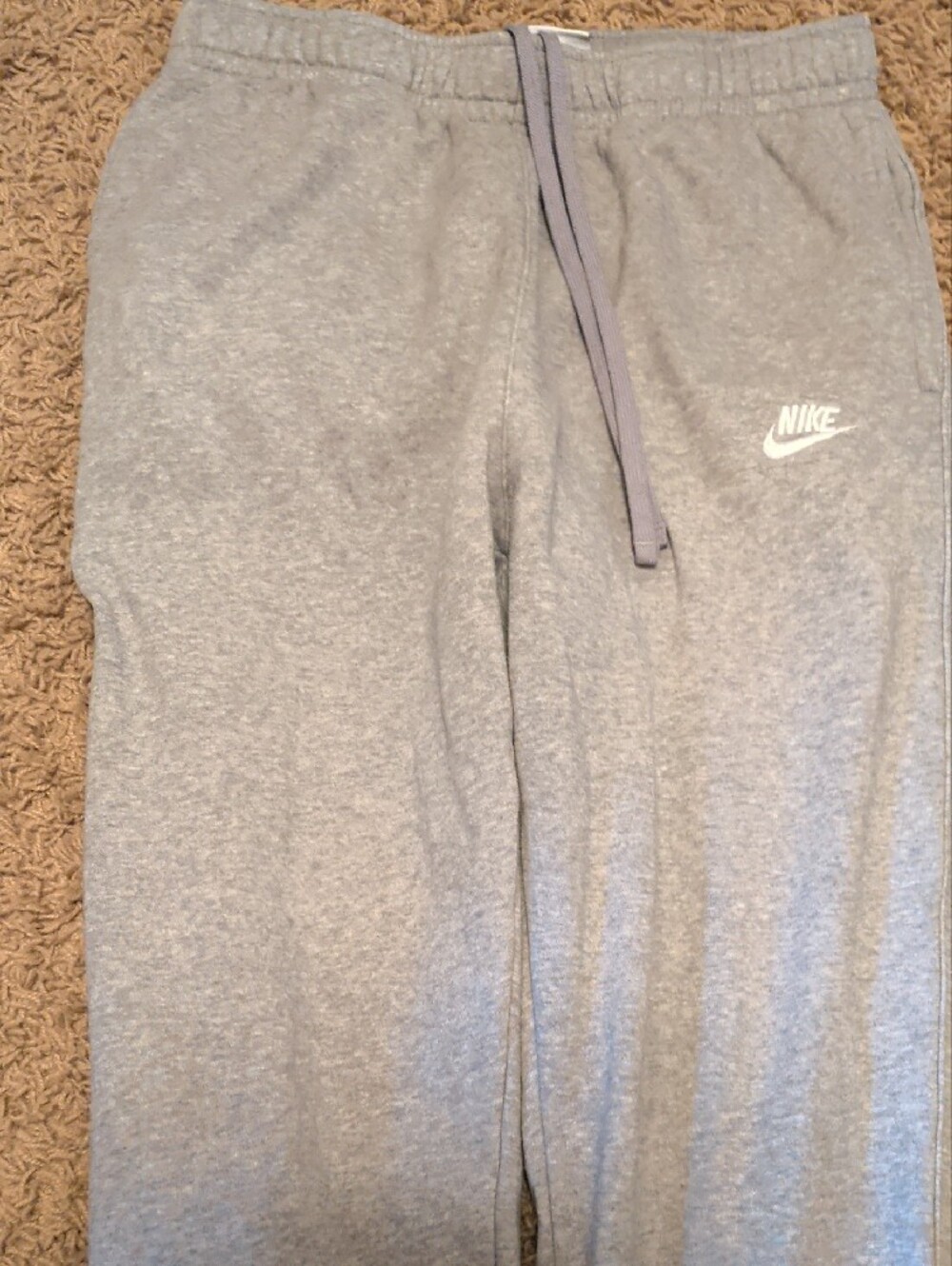 Nike Light Gray Men's Sweatpants Joggers with White Logo - Picture 2 of 9